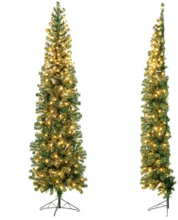 De COSTWAY 210 cm Halve Kunstkerstboom in één oogopslag