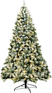 COSTWAY 225 cm Kunstkerstboom met LED-lampjes