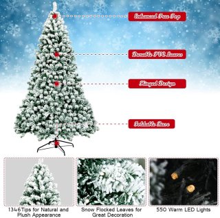 COSTWAY 225 cm Kunstkerstboom met LED-lampjes