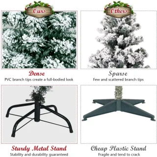COSTWAY 225 cm Kunstkerstboom met LED-lampjes