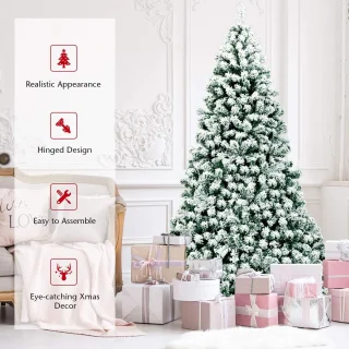 COSTWAY 225 cm Kunstkerstboom met LED-lampjes