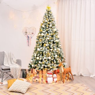 COSTWAY 225 cm Kunstkerstboom met LED-lampjes