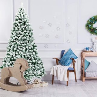 COSTWAY 225 cm Kunstkerstboom met LED-lampjes