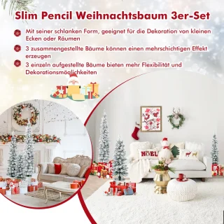 COSTWAY 3-delige kunstkerstboomset - potlooddennen 90/120/150 cm