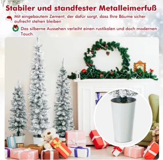 COSTWAY 3-delige kunstkerstboomset - potlooddennen 90/120/150 cm