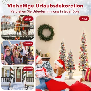 COSTWAY 3-delige kunstkerstboomset - potlooddennen 90/120/150 cm