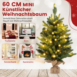 COSTWAY 60 cm kunstkerstboom tafelmodel