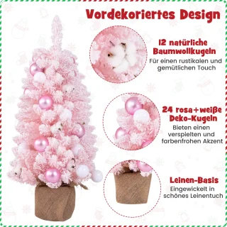COSTWAY 90 cm mini kunstkerstboom met cementbasis
