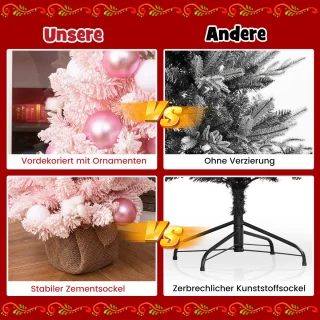 COSTWAY 90 cm mini kunstkerstboom met cementbasis