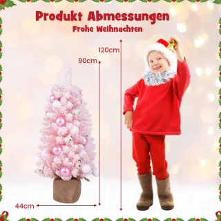 COSTWAY 90 cm mini kunstkerstboom met cementbasis