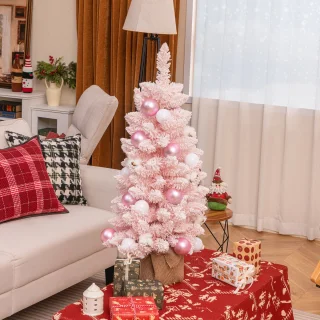 COSTWAY 90 cm mini kunstkerstboom met cementbasis