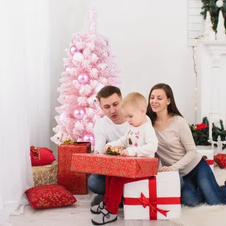 COSTWAY 90 cm mini kunstkerstboom met cementbasis