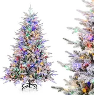 COSTWAY Gevlokte kunstkerstboom 180 cm