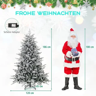 COSTWAY Gevlokte kunstkerstboom 180 cm