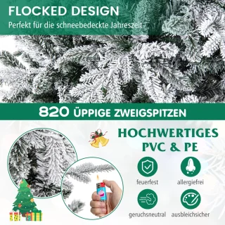 COSTWAY Gevlokte kunstkerstboom 180 cm