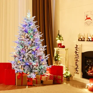 COSTWAY Gevlokte kunstkerstboom 180 cm