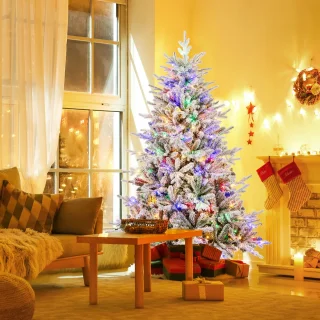 COSTWAY Gevlokte kunstkerstboom 180 cm