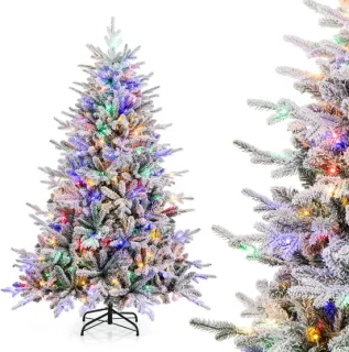 COSTWAY Gevlokte kunstkerstboom 180 cm