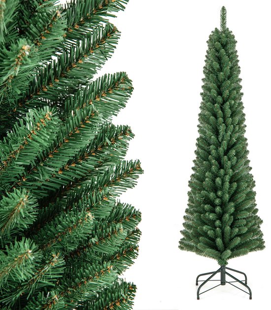 COSTWAY Kerstboom 180 cm: de ideale slanke kunstkerstboom met een weelderige uitstraling