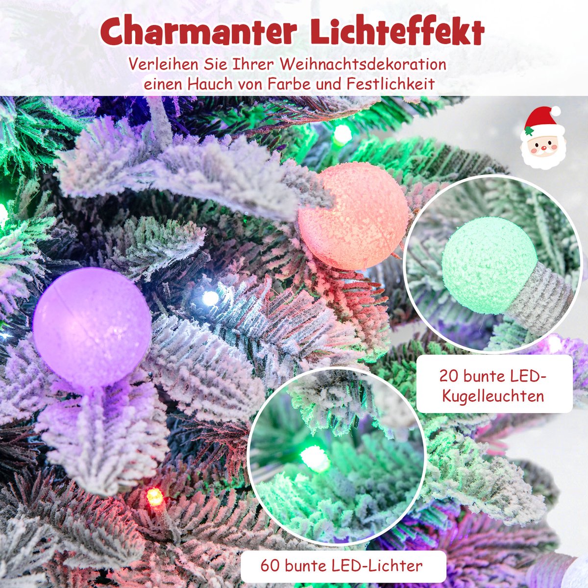 Wat vinden we goed aan de COSTWAY Kunstkerstboom 100 cm kleur LED met sneeuw en sokkel