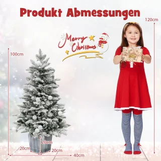 COSTWAY Kunstkerstboom 100 cm kleur LED met sneeuw en sokkel