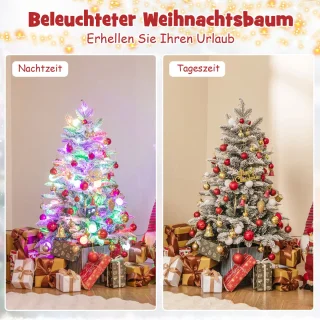 COSTWAY Kunstkerstboom 100 cm kleur LED met sneeuw en sokkel