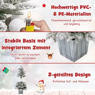 COSTWAY Kunstkerstboom 100 cm kleur LED met sneeuw en sokkel