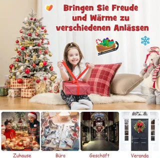 COSTWAY Kunstkerstboom 100 cm kleur LED met sneeuw en sokkel
