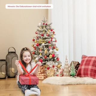 COSTWAY Kunstkerstboom 100 cm kleur LED met sneeuw en sokkel