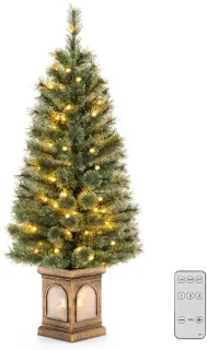 COSTWAY Kunstkerstboom 120 cm dennenboom in pot groen