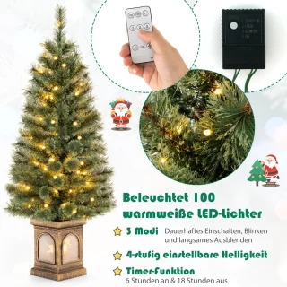 COSTWAY Kunstkerstboom 120 cm dennenboom in pot groen