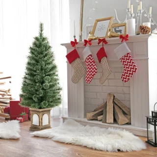 COSTWAY Kunstkerstboom 120 cm dennenboom in pot groen