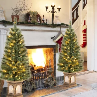 COSTWAY Kunstkerstboom 120 cm dennenboom in pot groen