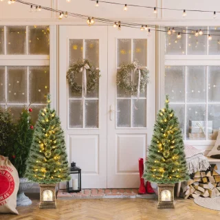 COSTWAY Kunstkerstboom 120 cm dennenboom in pot groen