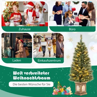 COSTWAY Kunstkerstboom 120 cm dennenboom in pot groen