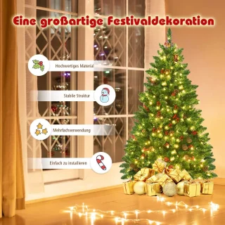 COSTWAY Kunstkerstboom 135 cm groen
