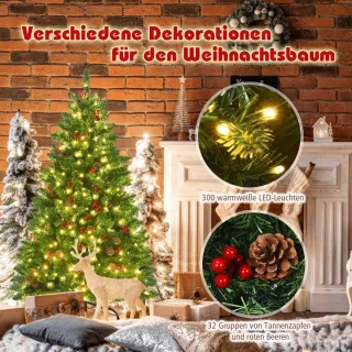 COSTWAY Kunstkerstboom 135 cm groen