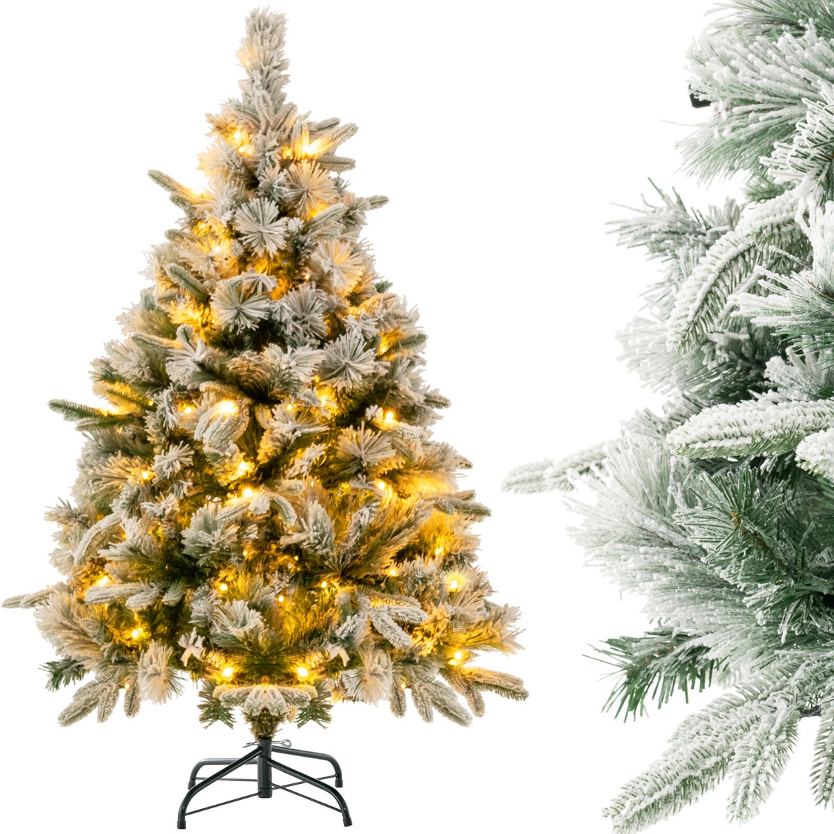 De COSTWAY Kunstkerstboom 136 cm met LED verlichting in één oogopslag