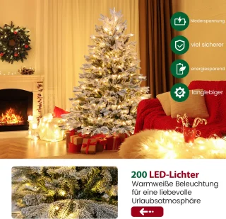 COSTWAY Kunstkerstboom 146 cm met ledverlichting