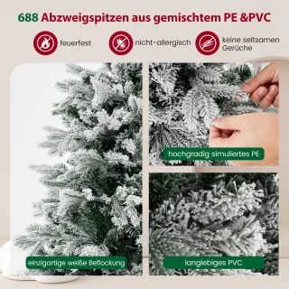 COSTWAY Kunstkerstboom 146 cm met ledverlichting