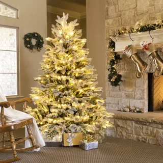 COSTWAY Kunstkerstboom 146 cm met ledverlichting