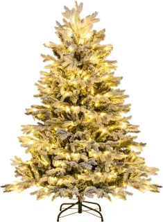 COSTWAY Kunstkerstboom 146 cm met ledverlichting