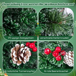 COSTWAY Kunstkerstboom 150 cm Groen/Wit