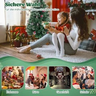 COSTWAY Kunstkerstboom 150 cm Groen/Wit