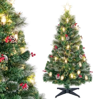 COSTWAY Kunstkerstboom 150 cm Groen/Wit