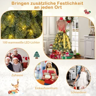 COSTWAY Kunstkerstboom 150 cm met ledverlichting