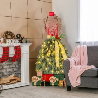 COSTWAY Kunstkerstboom 150 cm met ledverlichting