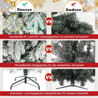 COSTWAY Kunstkerstboom 180 cm dennenboom groen