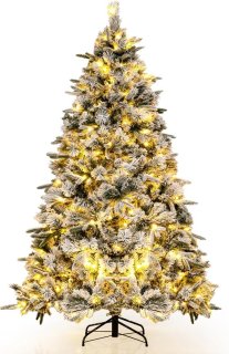COSTWAY 180 cm Kunstkerstboom — realistische dennenboom met 250 warmwitte LED’s