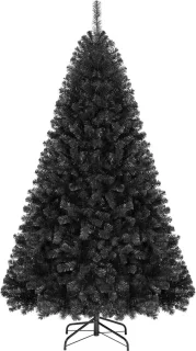 COSTWAY Kunstkerstboom 180 cm, dennenboom, zwart